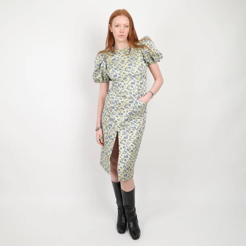 NWT ROTATE Birger Christensen Katarina Floral Puff Sleeve Midi Dress Sz 36 US 4